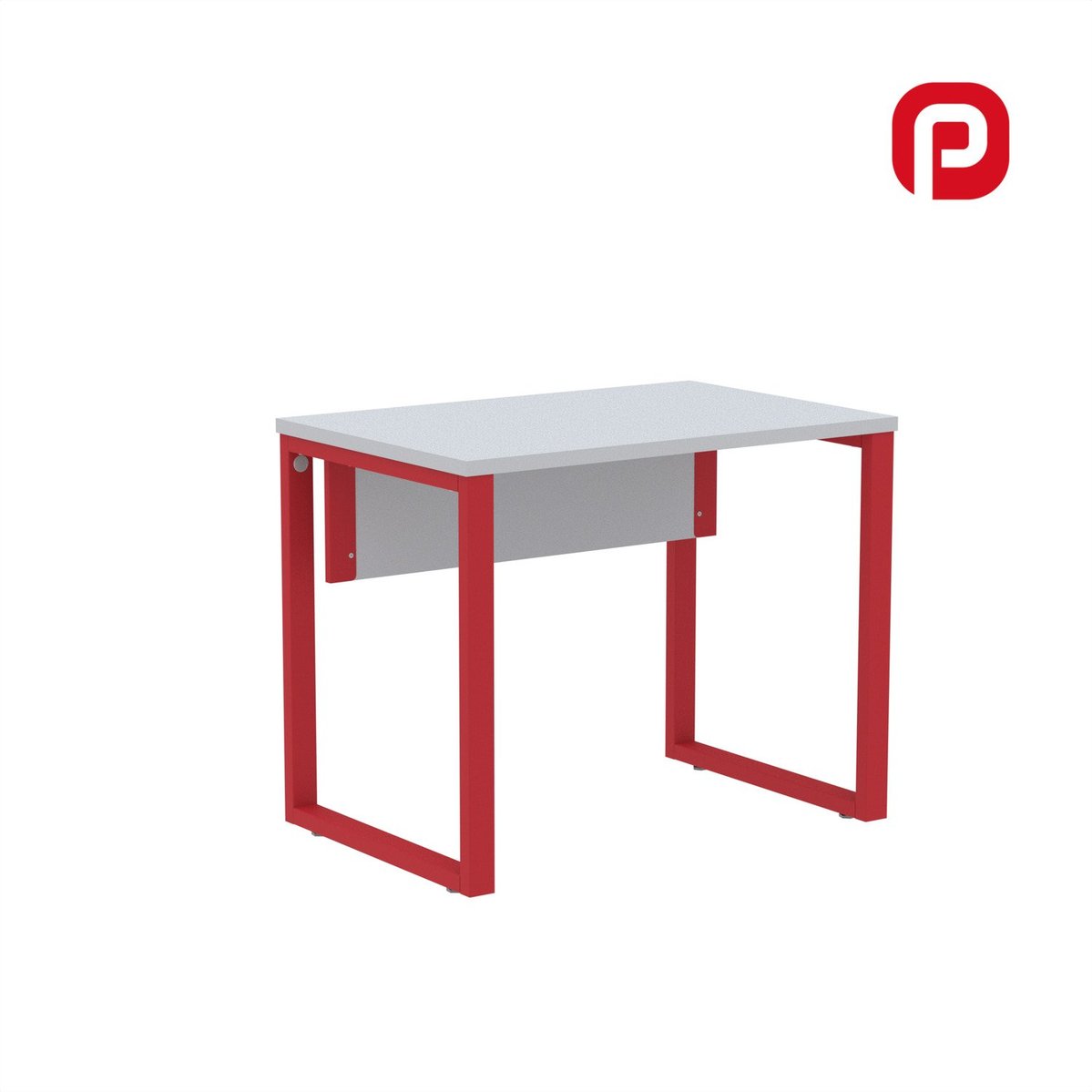 Mesa Para Escritório Industrial 90cm Pe25 Cinza/vermelho