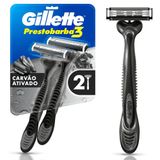 Aparelho Barbear Gillette Prestobarba 3 Carvão Carbono 2 Unidades