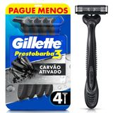 Aparelho De Barbear Descartável Gillette Prestobarba 3 Carvão Ativado 4 Unidades