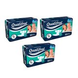 Kit 3 Fralda Geriátrica Qualifral Econômico G 30 Unidades Cada