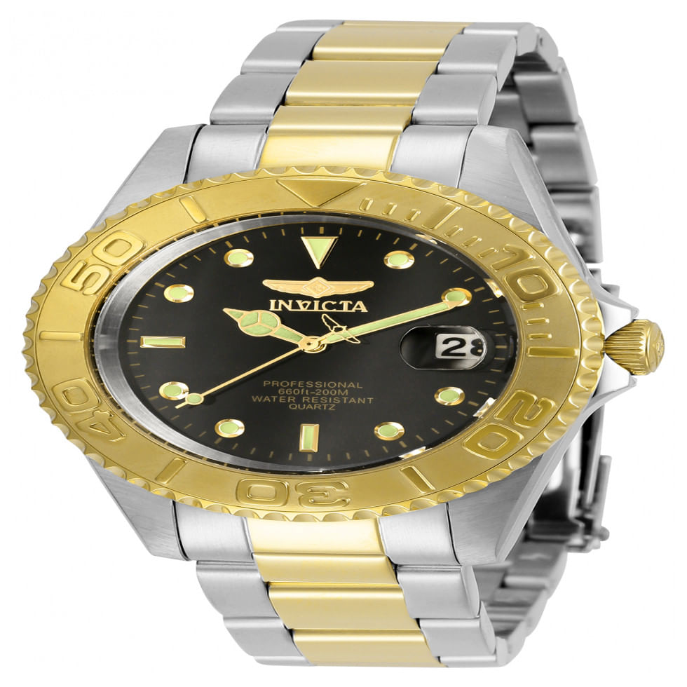 Relógio Masculino Pro Diver, Invicta 29941, Prata E Dourado