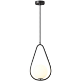 Luminária Lustre Pendente 43cm Jabuticaba Metal Globo Vidro 15cm Teto Gimpo Kjdd-e-060