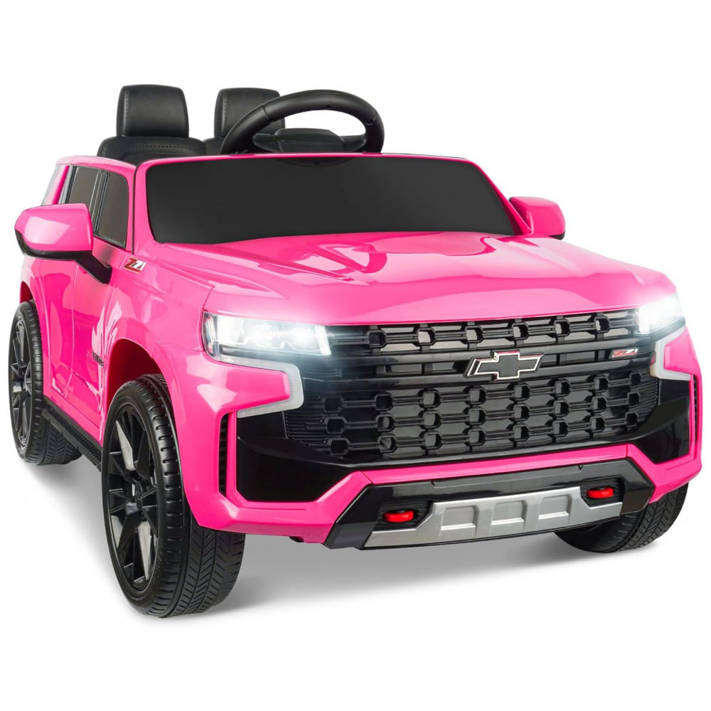 Carro Elétrico Infantil A Bateria Com Controle Remoto, Luzes Led, Música Bluetooth, Buzina E 3 Velocidades, 12v, Enyopro, Rosa