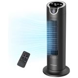 Ventilador De Torre Com Controle Remoto, Silencioso, 8 Velocidades E Temporizador, 110v Dr.prepare, Preto