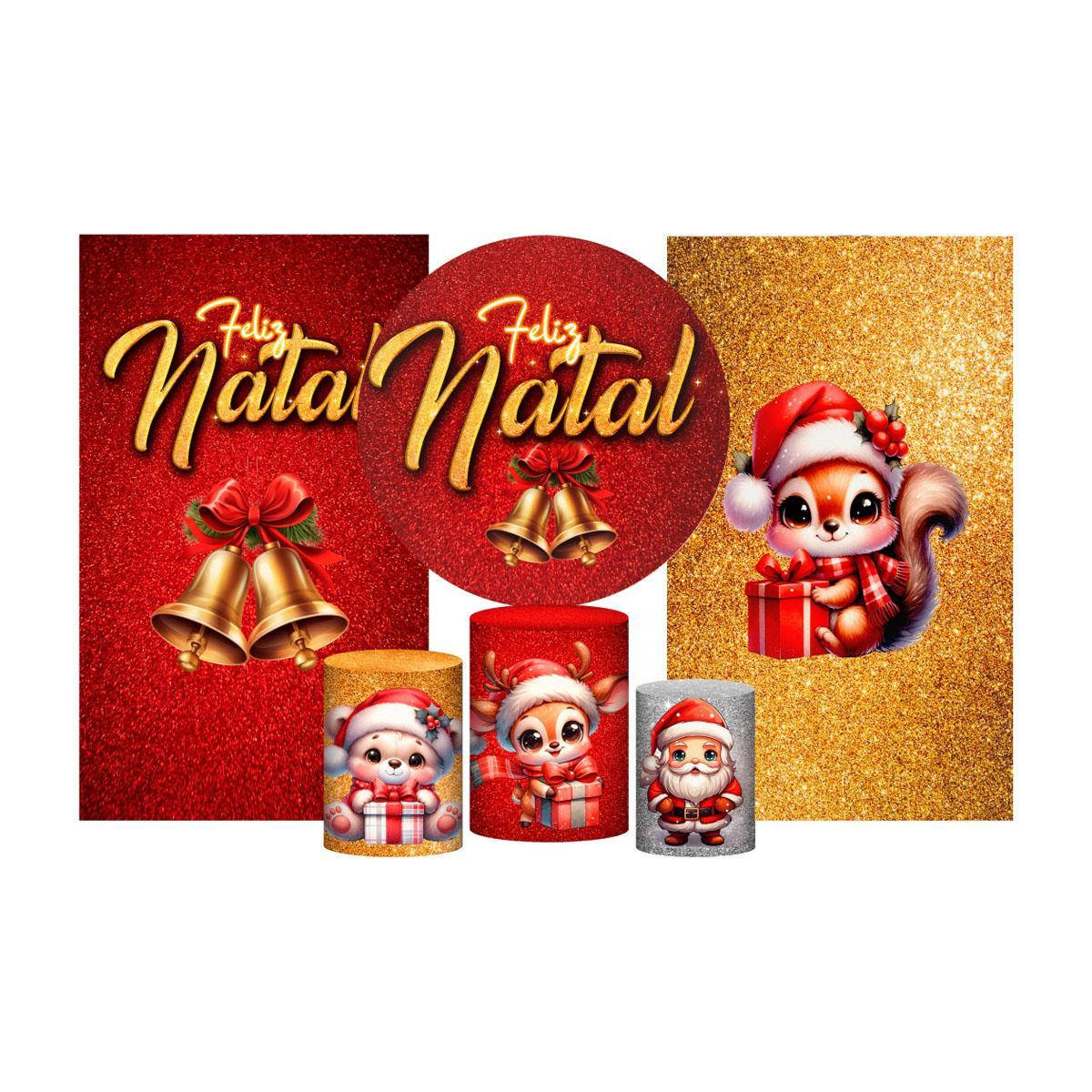 Kit Casado Natal 3d Painel Redondo +trio Cilindro + 2