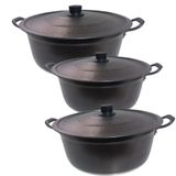 Panela Para Feijoada Grande Caldo Alumínio Craqueado 3pç