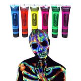 Tinta Fluorescente Glow Neon: Kit Com 6 Cores Sortidas Festa Balada Halloween