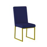 Cadeira Base Ferro Dourado Mesa De Jantar Cor:azul Marinho