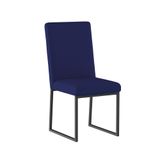 Cadeira Base Ferro Preto Mesa De Jantar Cor:azul Marinho