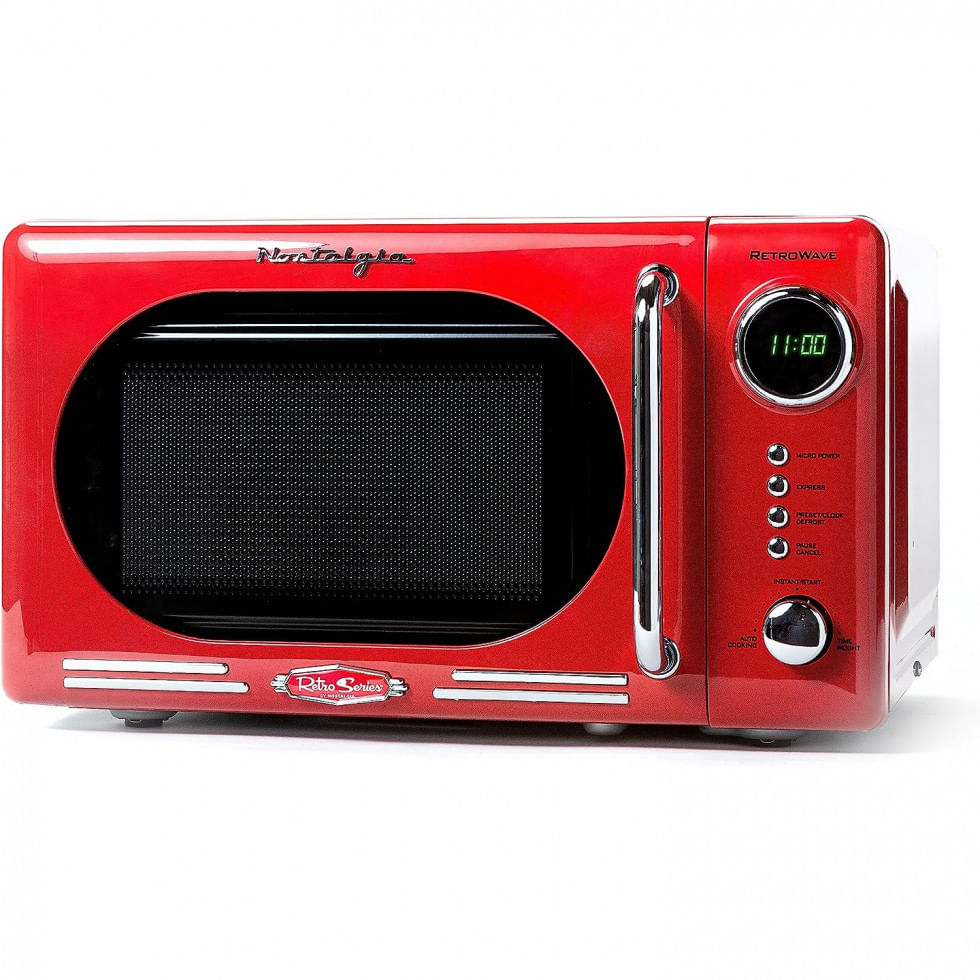 Micro Ondas Retro De Bancada 19 Litros Multifuncional, 700w, 110v, Nostalgia Nrmo7rd, Vermelho