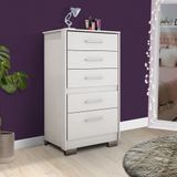 Cômoda Para Quarto 5 Gavetas Branco Primacy 2086 Batrol