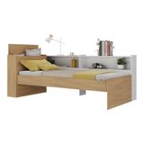 Cama De Solteiro Para Colchão 188 X 78cm Com Baú Embutido E Prateleira Multimóveis Mp4257 Rustic/branco Rustic/branco