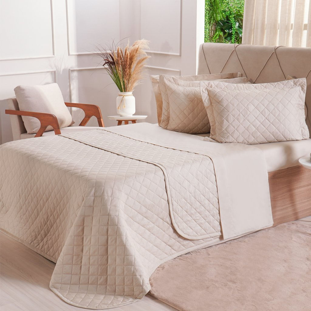 Kit Colcha Queen 200 Fios Lisa 240x260cm Machiatto