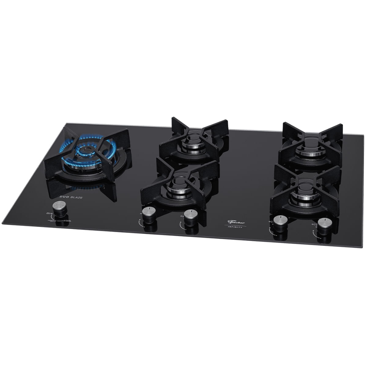 Cooktop A Gás Fischer Ferro Fundido Infinity 5 Queimadores Mesa Vidro Preto Bivolt 31800-82260