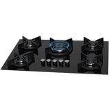 Cooktop A Gás Fischer Ferro Fundido Infinity 5 Queimadores Mesa Vidro Preto Bivolt 26298-57077