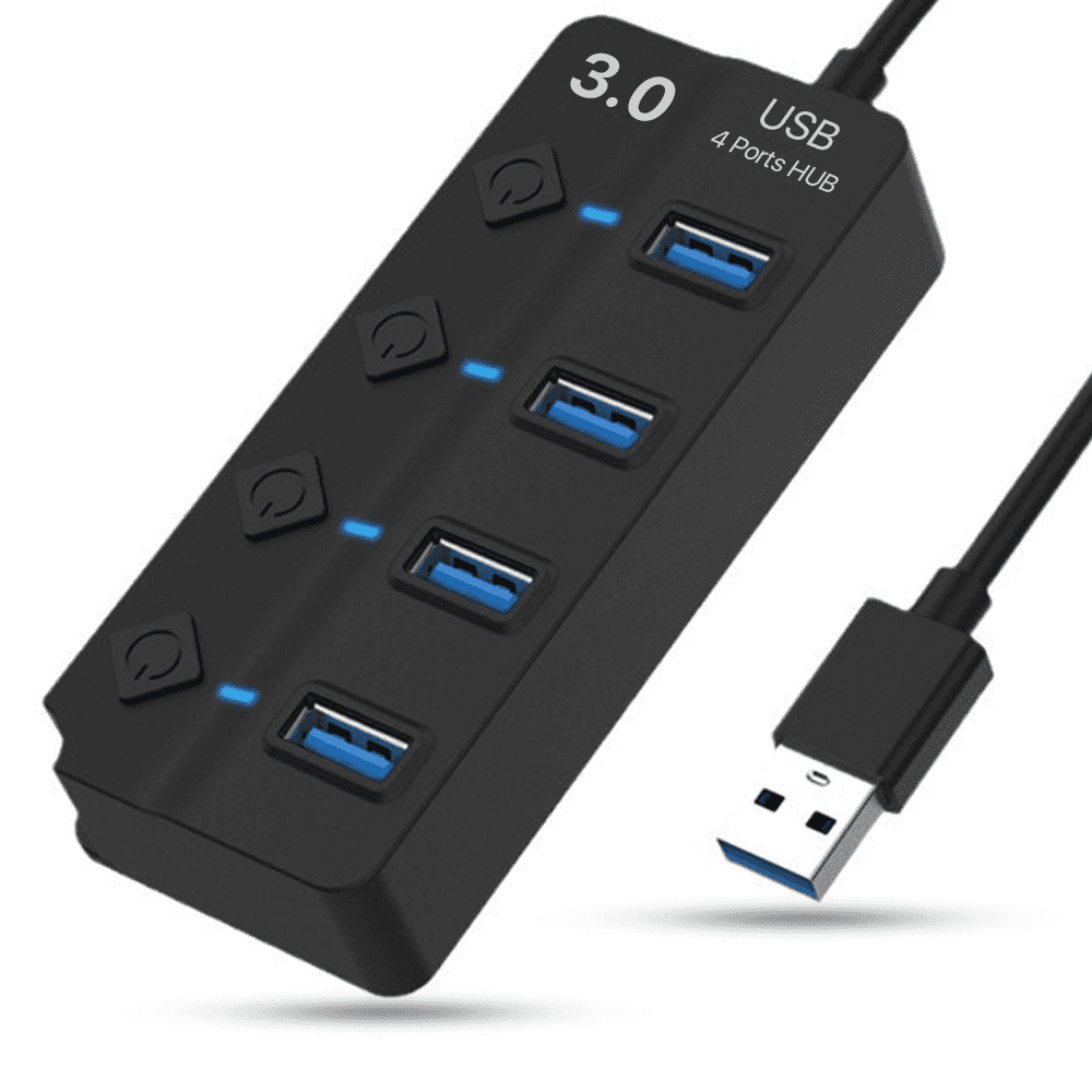 Hub Usb 3.0 De 4 Portas Com Switch Independente Para Laptops