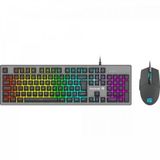 Kit Teclado E Mouse Gamer Fortrek Ranger Rainbow Rgb Grafite