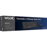 Kit Teclado E Mouse S/fio 2,4 Ghz Kb2044 Preto Ebolt