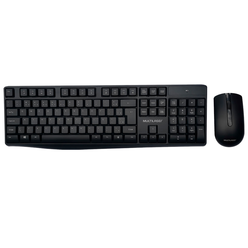 Kit Teclado + Mouse S/ Fio Tc270 Multimídia Usb Multilaser 1600dpi Preto