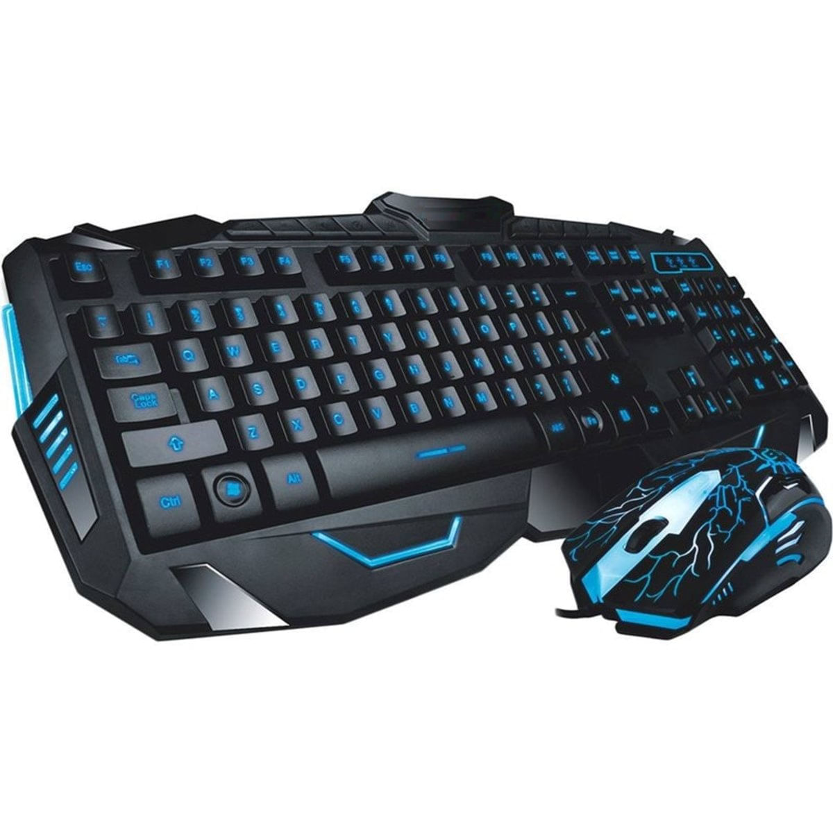 Kit Teclado e Mouse Gamer USB Para Jogos Azul V100