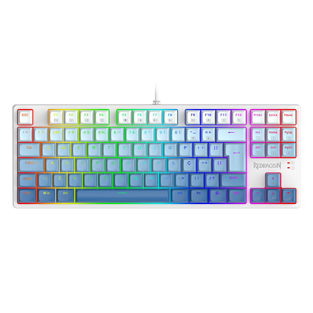 Teclado Mecanico Usb Gamer Daksa Rgb Switch Brown Redragon K576gb-rgb Branco E Azul