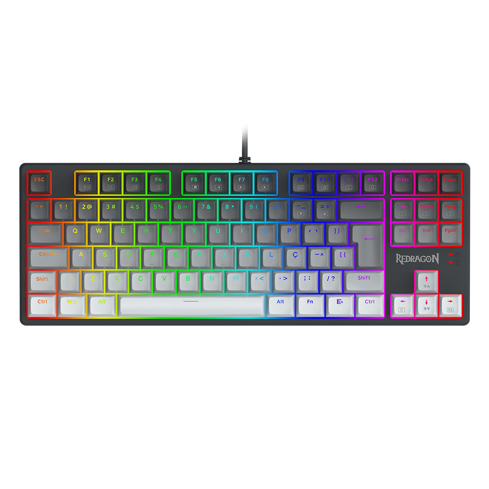 Teclado Mecanico Usb Gamer Daksa Rgb Switch Brown Redragon K576gg-rgb Preto E Cinza