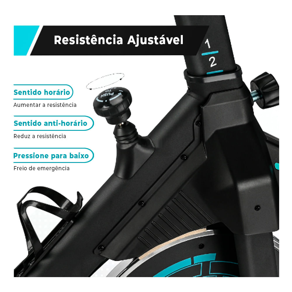 Bicicleta Ergométrica Spinning Até 150kg Mecânica Cinza/Azul NSP12