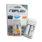 Carregador De Pilhas Com 2 Pilhas Aa 2500mah Aa/aaa/ Bateria 03o134 Replay/unicoba