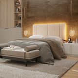 Cabeceira Estofada Cama Box Casal Com Led Star 140 Cm