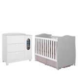 Jogo De Quarto Infantil Cômoda Fofura E Berço Conforto Branco - Permóbili Baby