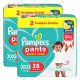 Kit 2 Fralda Pampers Pants Ajuste Total Tamanho Xxg Pacote Jumbo Com 28 Unidades Descartáveis