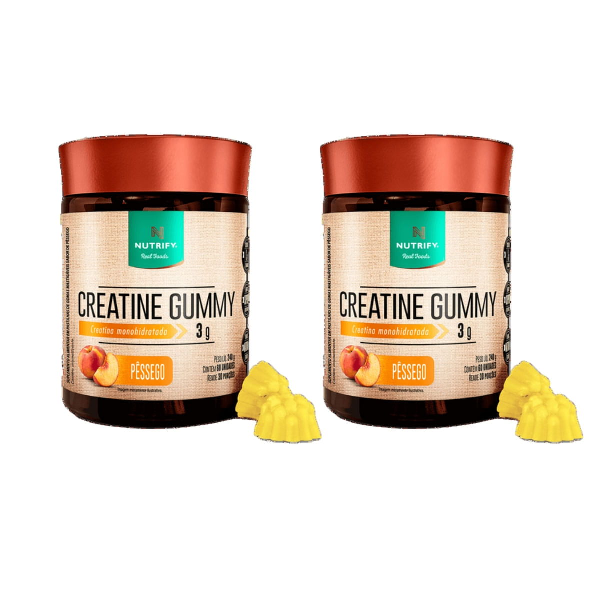 Kit 2 Creatine Gummy Com 60und Pessego 240g - Nutrify