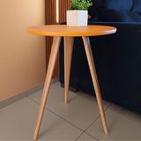 Mesa De Canto Lateral E Apoio Sala Quarto Pé Palito 44cm Laranja