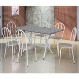 Conjunto de Mesa com 6 Cadeiras Bruna 004 Branco e Estampa Rattan