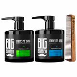 Kit Creme Pré E Pós Barba Hidratante Pente Duplo Big Barber