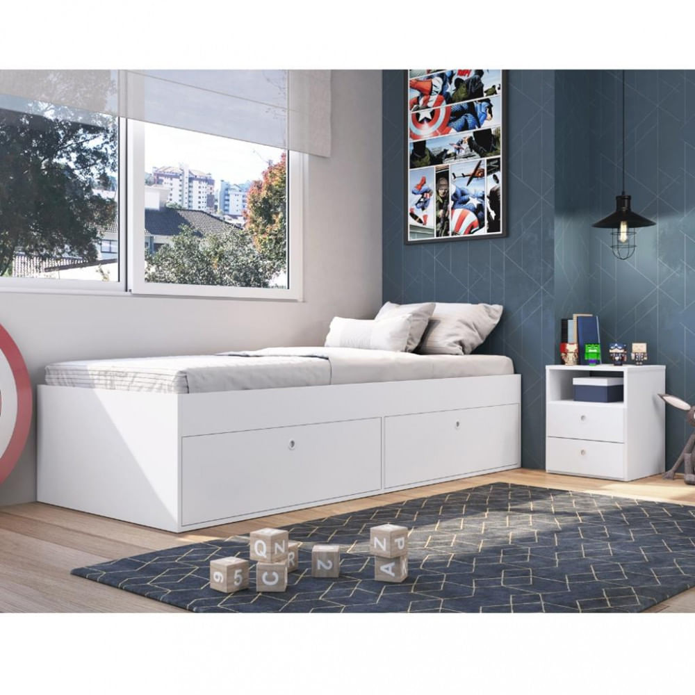 Quarto Infantil Cama Com Mesa De Cabeceira Tokio Art In Moveis