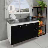 Balcão De Pia Cozinha 120cm Armário Gabinete Morgana Preto