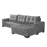 Sofá 5 Lugares com Chaise Dijon Suede Cinza