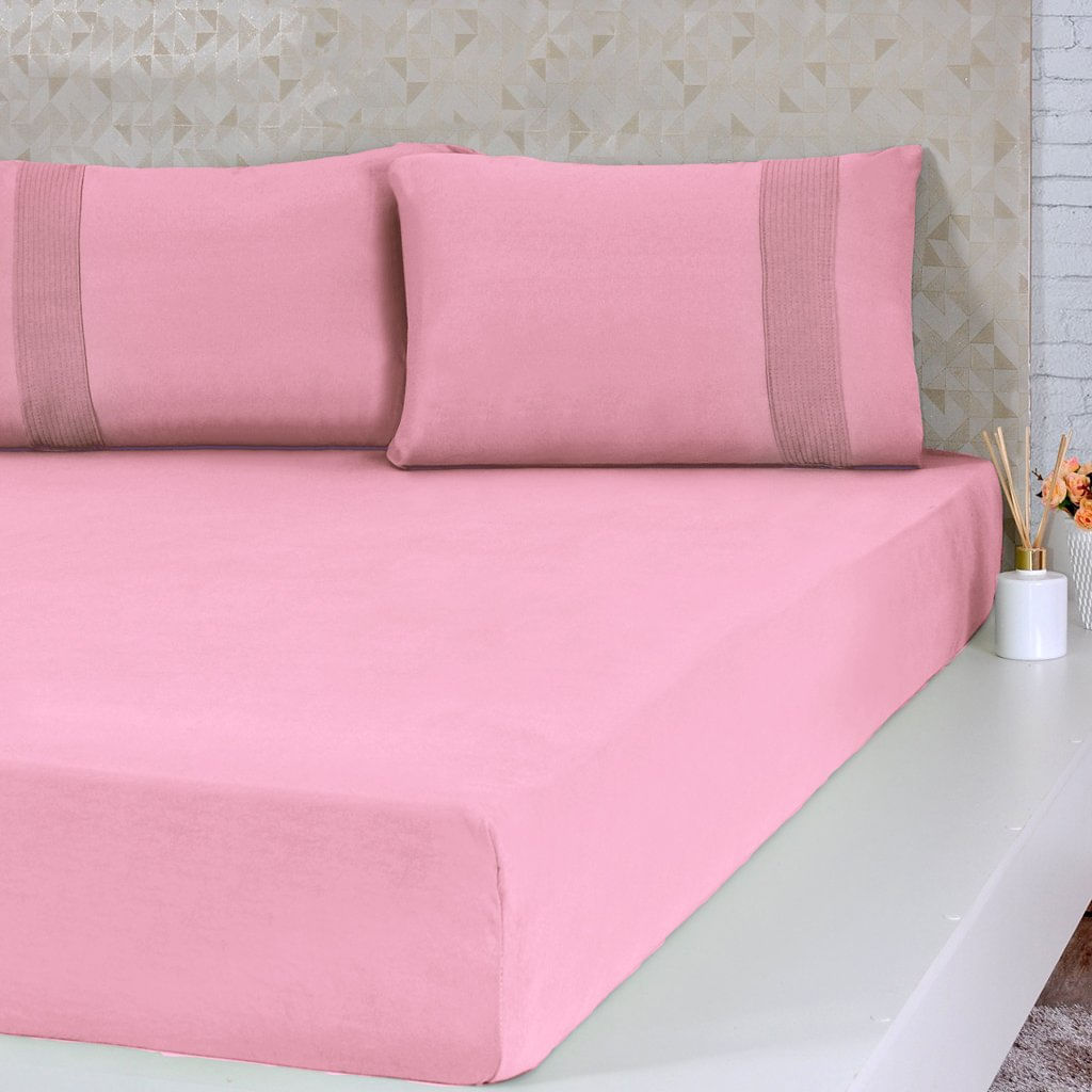 Lençol King Bella Cama Malha 100% Algodão 193x203x40cm Coral