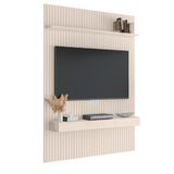 Painel Para TV Até 55 Polegadas 1,39x2,40m Ripado Com Nicho Arbo Off White EDN