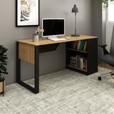 Mesa Para Escritório 160cm Me4182 Amêndoa/preto