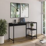 Escrivaninha 120cm Iron Com 2 Prateleiras Espresso Móveis Preto / Preto