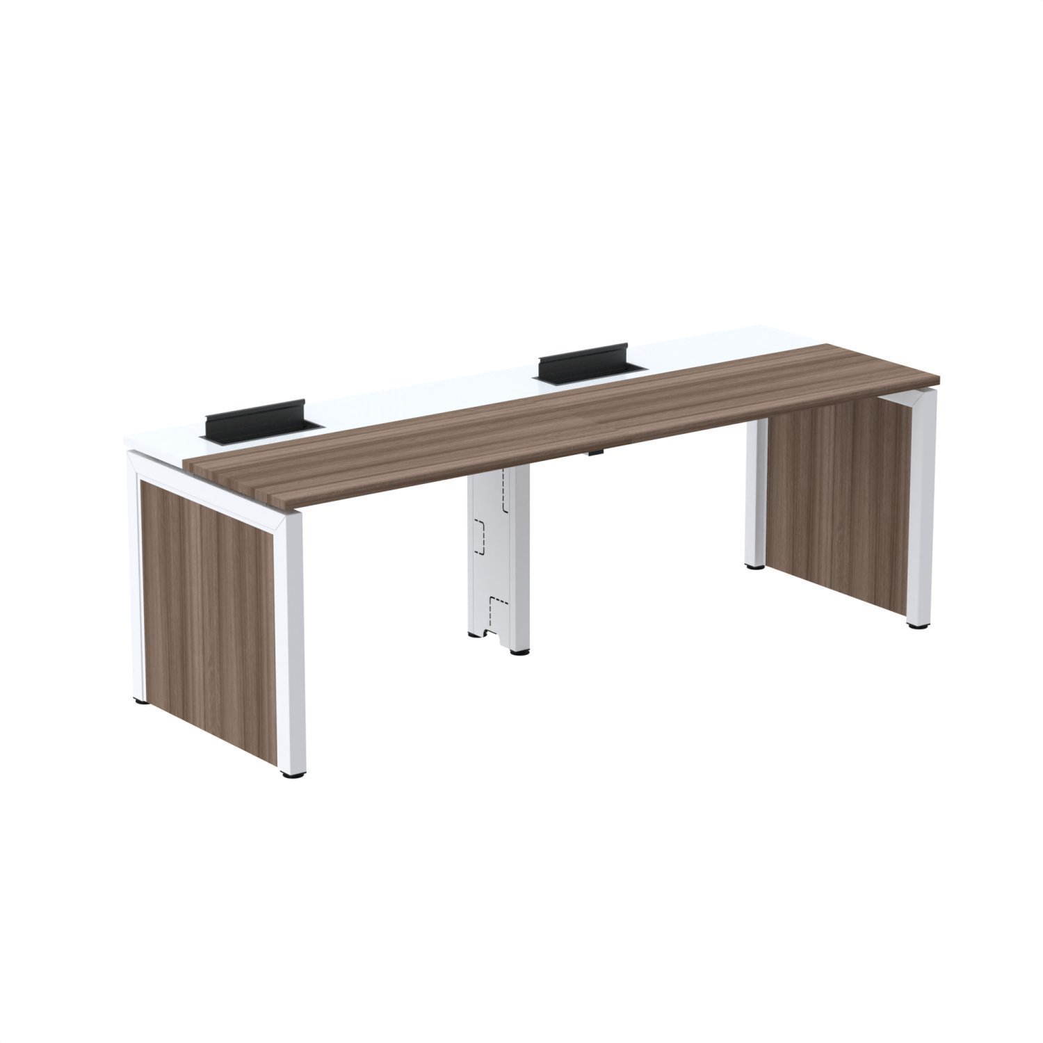 Escrivaninha Corporativa Para 2 Pessoas 130x79,2cm Pscpp130 Walnut/branco