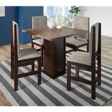 Conjunto de Mesa com 4 Cadeiras Davi Suede Tabaco