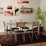 Conjunto de Mesa com 6 Cadeiras Preto Reno com Nápolis Kappesberg