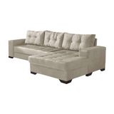 Sofá 5 Lugares com Chaise Dijon Suede Areia - única