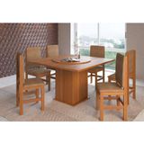 Conjunto de Mesa com 6 Cadeiras Benjamin Suede Canela