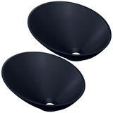 Kit 02 Cubas De Apoio Meia Lua Lavabo C01 Bm38w Preto Matte Fosca - Lyam