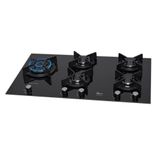 Cooktop A Gás Fischer Infinity 5 Bocas Duo Blaze Tripla Chama Mesa Vidro Black Bivolt 31800(82260)