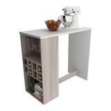 Bancada Para Cozinha 110cm Com Adega E Porta-taças Multimóveis Cr20342 Carvalho/branco